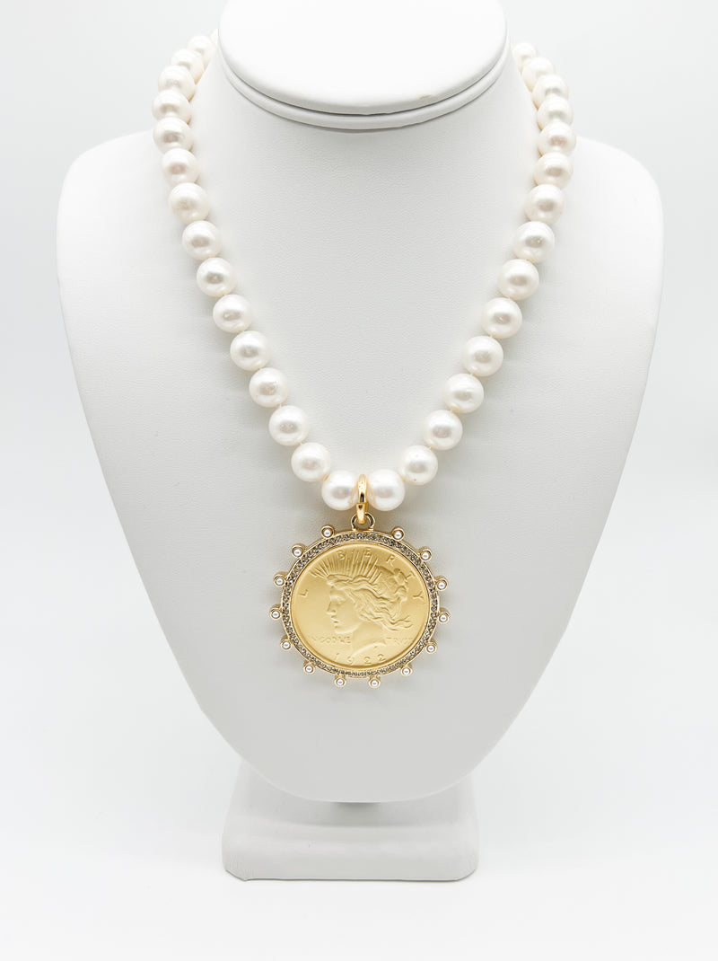 Coin and pearls