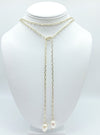 Gold, Gunmetal or Silver Box chain with freshwater pearls