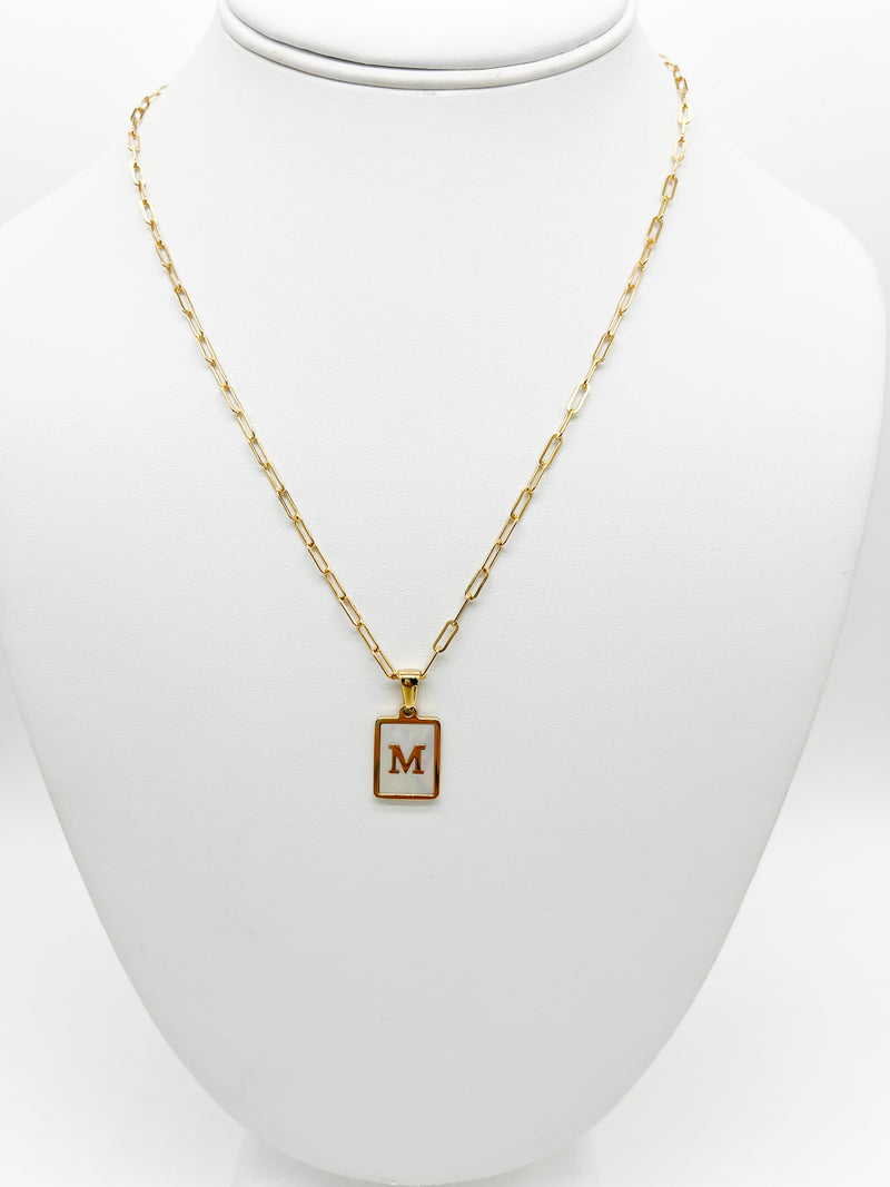 Mother of pearl initial necklace
