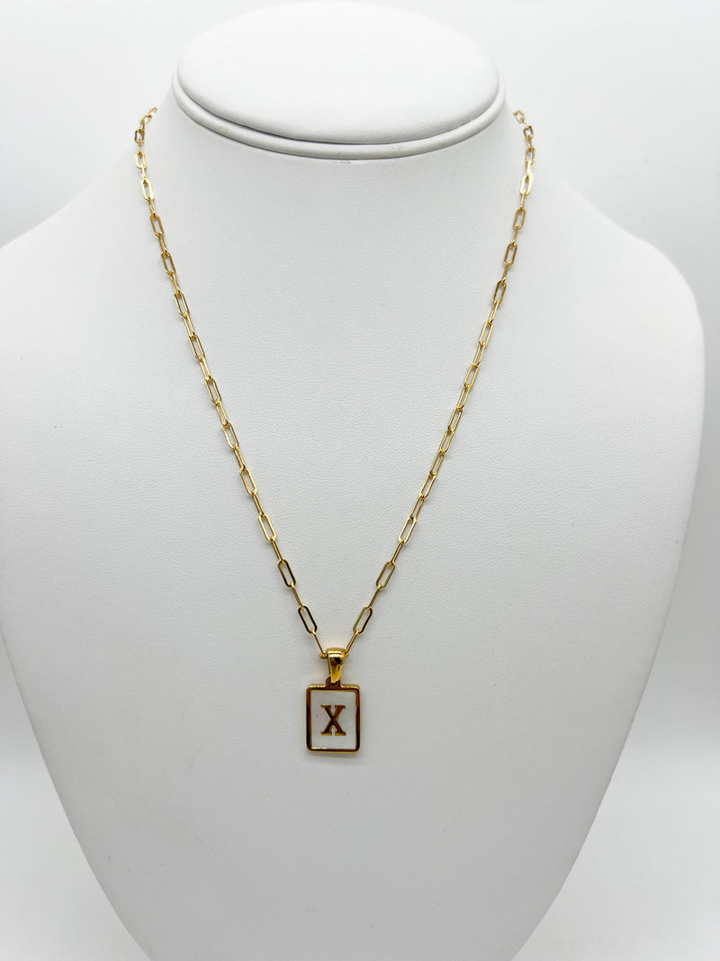 Gold Mother of Pearl Letter Necklace – chloe james